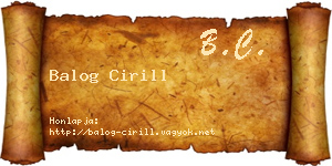 Balog Cirill névjegykártya